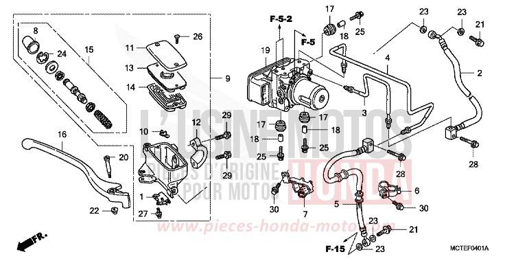 MAITRE-CYLINDRE FREIN AV. (FJS600A) de SILVER WING DEGITAL SILVER METALLIC (NHA30) de 2006